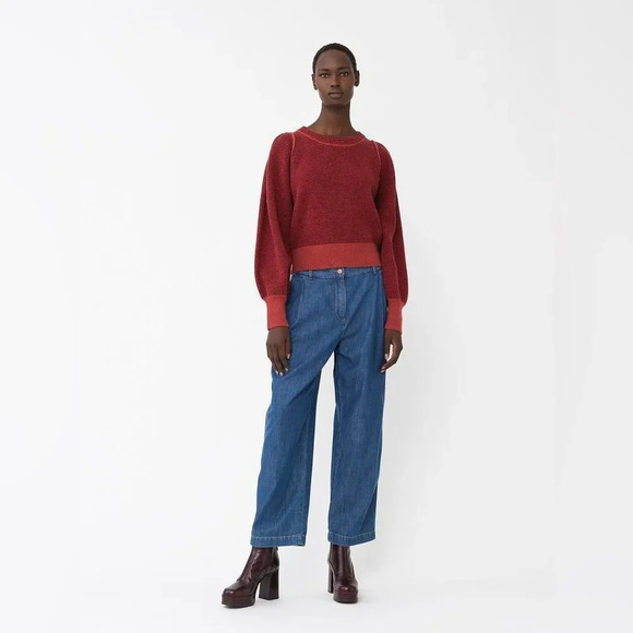 SEE BY CHLOE Puff Sleeve Sweater in Red - Picture 2 of 12
